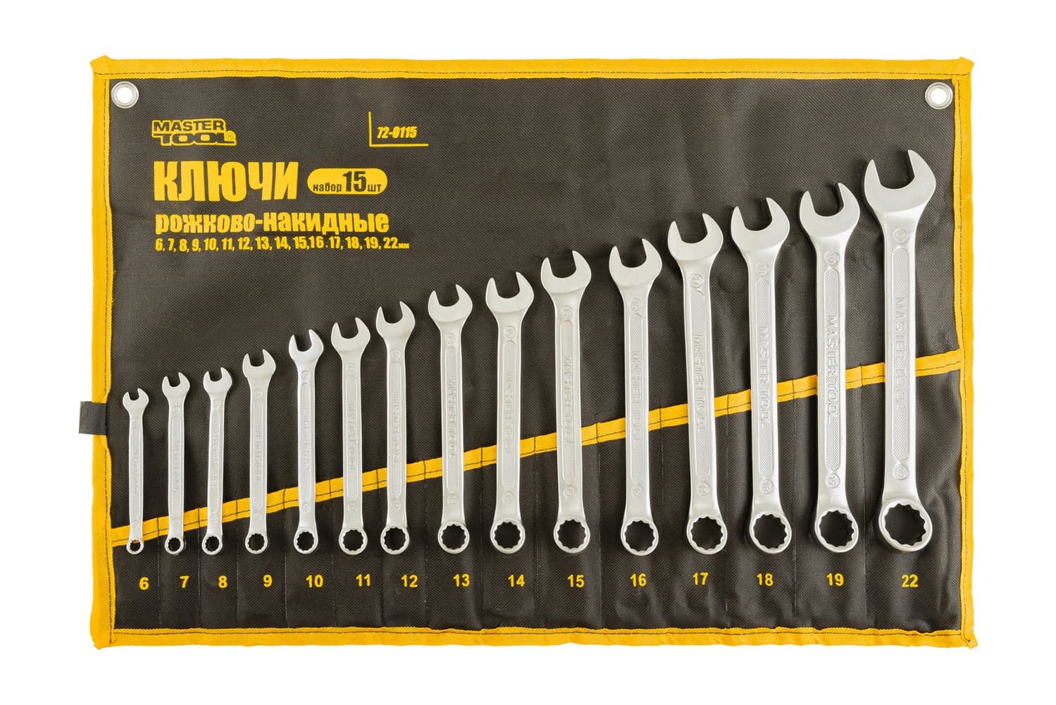 Набір ключів комбінованих Master Tool 15шт 6-19,22мм №72-0115/DIN3113