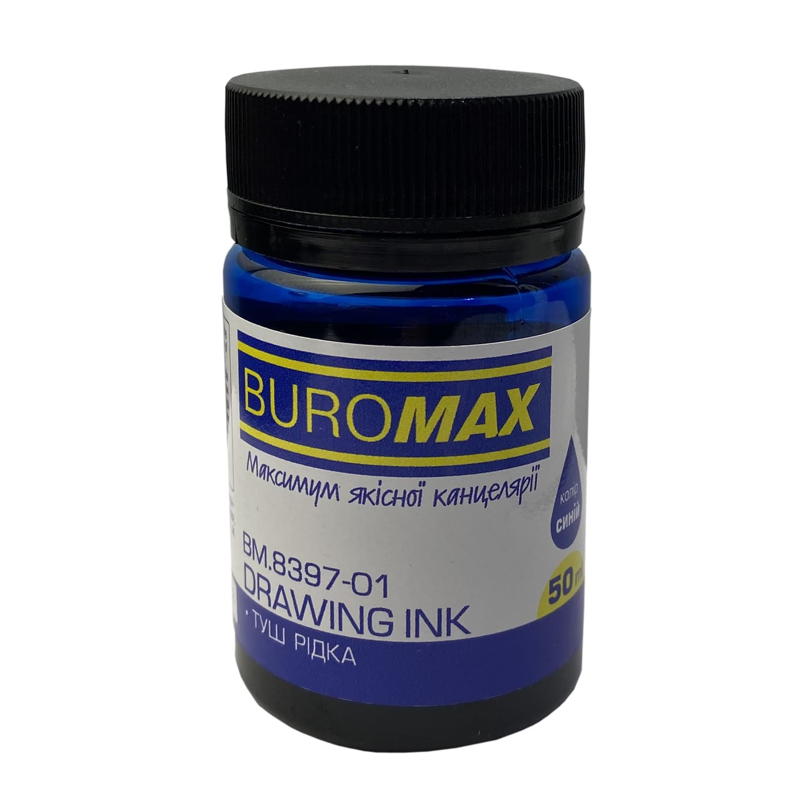 Тушь для черчения "Buromax" №BM.8397-01 50мл синяя