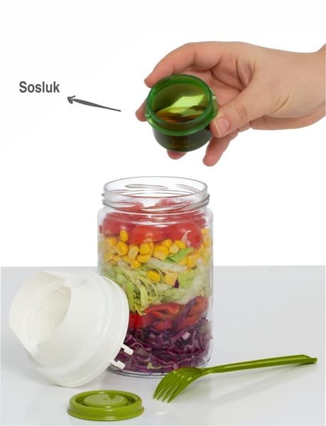Банка стекло "Herevin Decorated Green" 0,66л с крышкой и вилкой №131614-002(12)