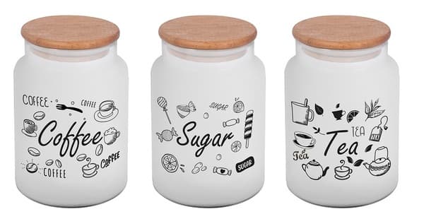 Банка стекло "Herevin Ice Colour Tea-Coffee-Sugar" 0,89л с крышкой №232001-262(24)