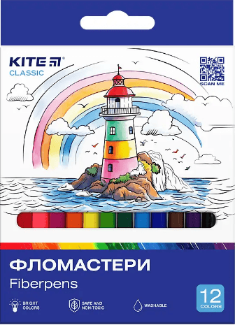 Фломастери "Kite" 12кольор. Classic №K-447(24)(192)