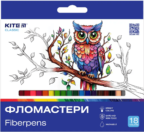 Фломастери "Kite" 18кольор. Classic №K-448(12)(96)(192)