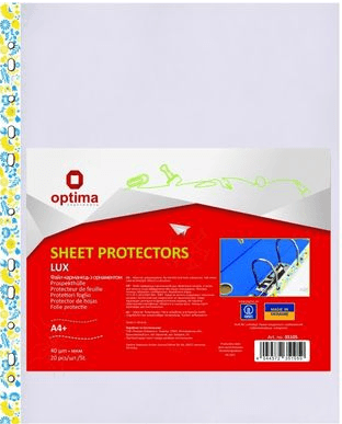 Файл А4+ "Optima" №O35105 40мкм гладкий,з жовто-блакитним орнаментом (20шт/пач.)(90шт/ящ.)