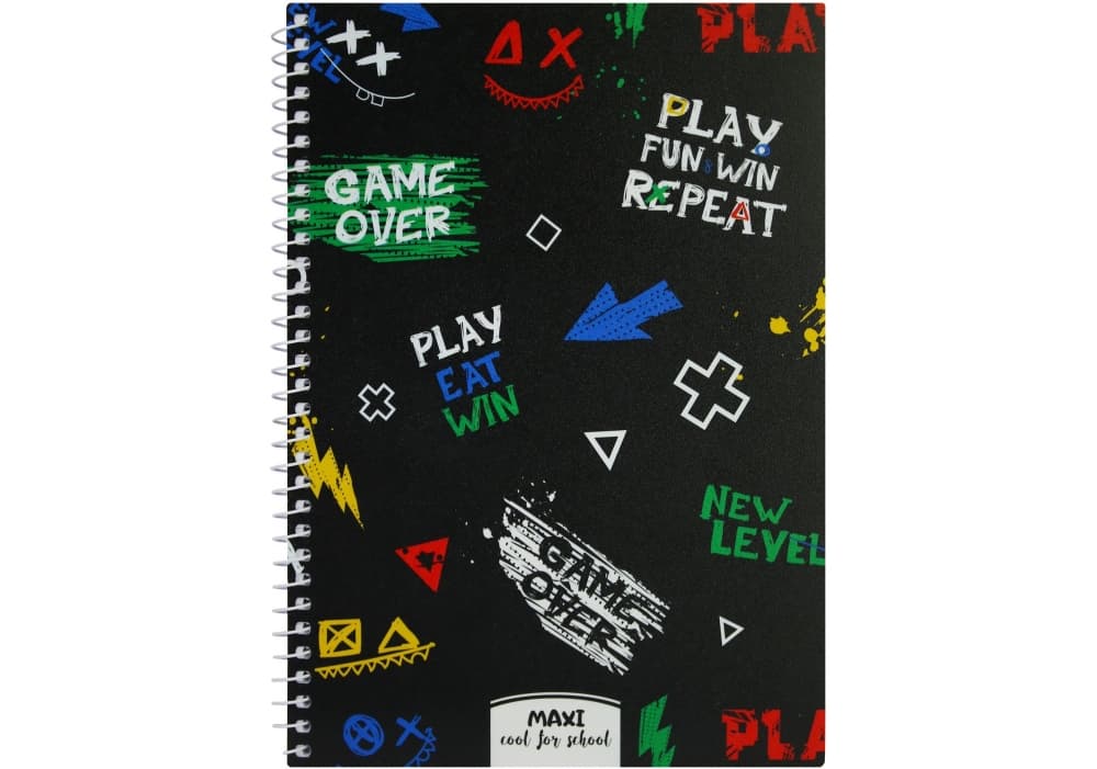 Блокнот пруж. А5 60арк. кліт. пласт. обкл. "Game over" №MX21213-02(6)(8)(76)