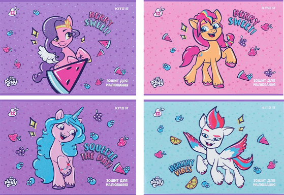Зошит для малюв. на скобі 12/100 А4 "LP" УФ лак + глітер My Little Pony movie №LP24-241/Kite/(20)(160)