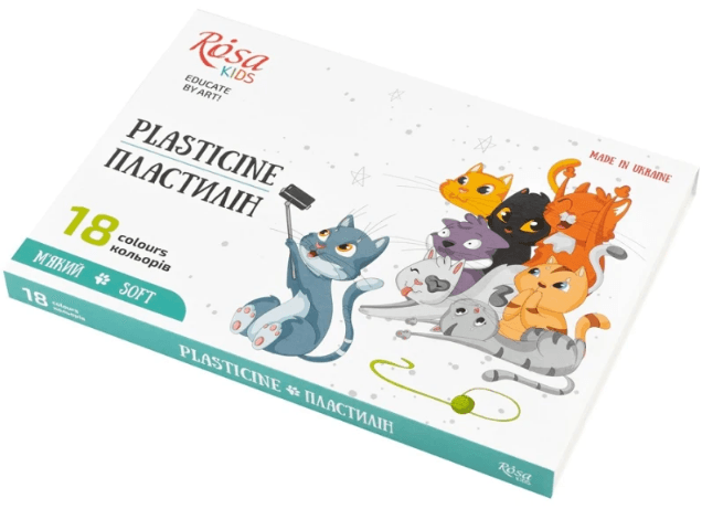 Пластилін "ROSA Kids" Cats 18 кольор. зі стеком,288гр №302103(5)