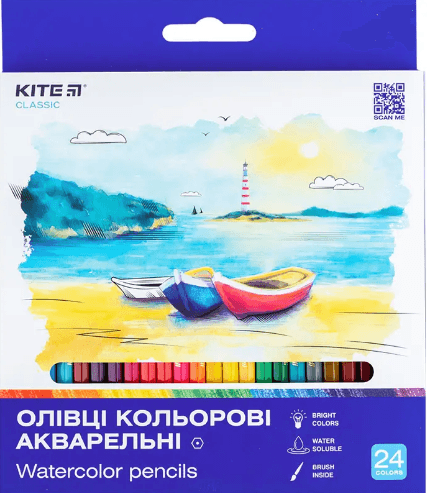Олівці кольор. аквар. 24 кольор. "Kite" №К-1050 Classic(6)(120)