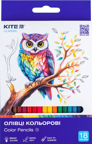Олівці кольор. 18 кольор. "Kite" №К-052 Classic(8)(160)