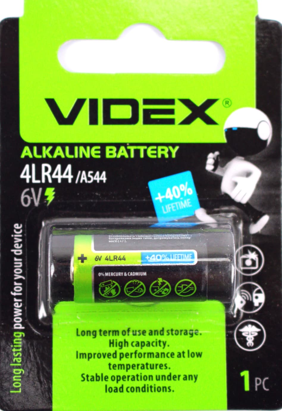 Батарейка Videx 4LR44/A544/1bl(1)(12)