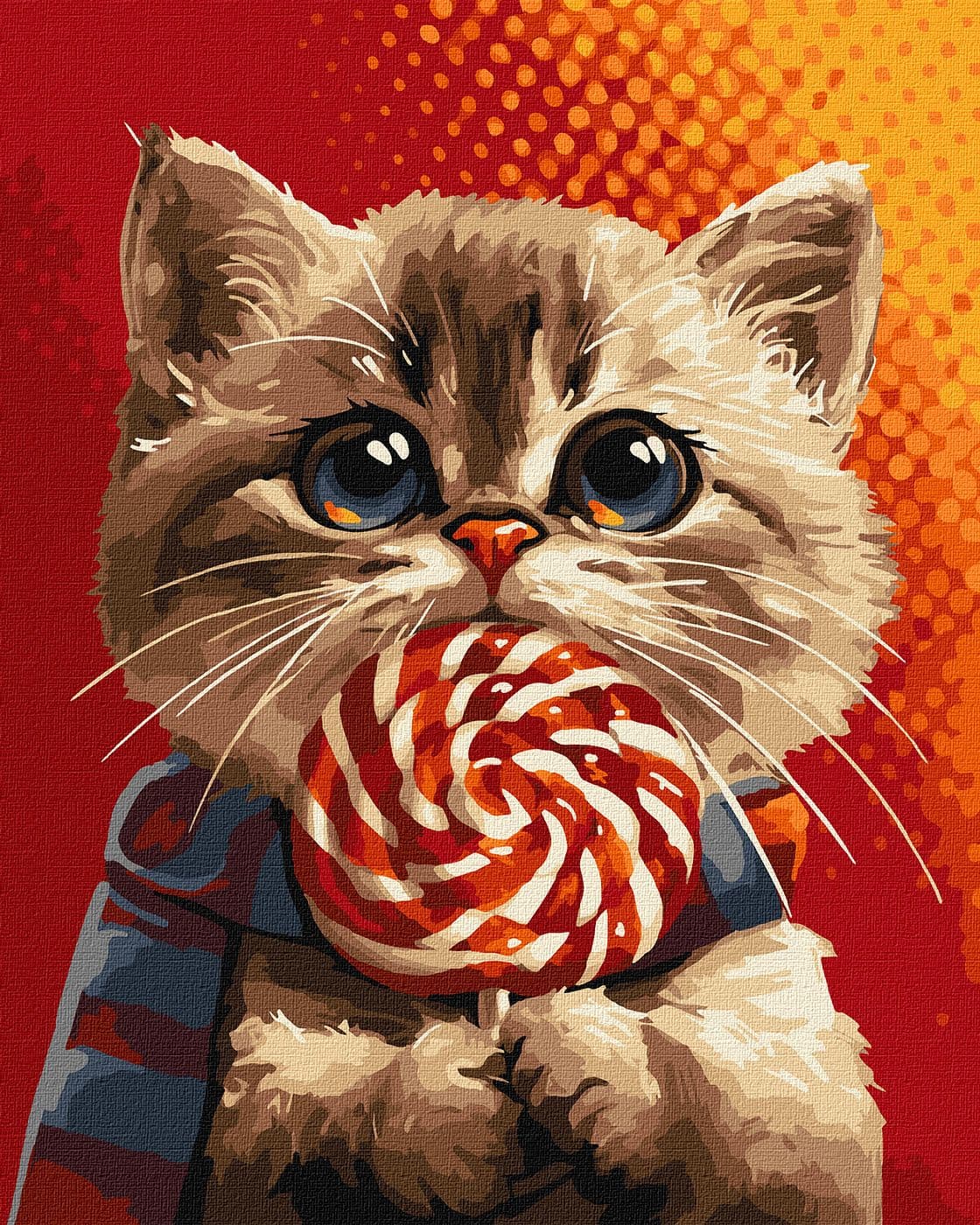 Картини по номерах акрил. "Котик із цукеркою" 40х50см №KHO6594/Ідейка/