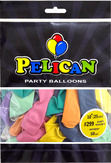 Кулька повітр. латексна 10"/25см "Макарун" асорті №810299/Pelican/(50)(250)
