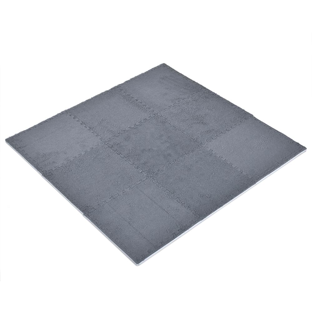 Килимок-пазл з плюшевим покриттям,Gray Fur (9шт) 31х31х1см,сірий №ME 1165(10)