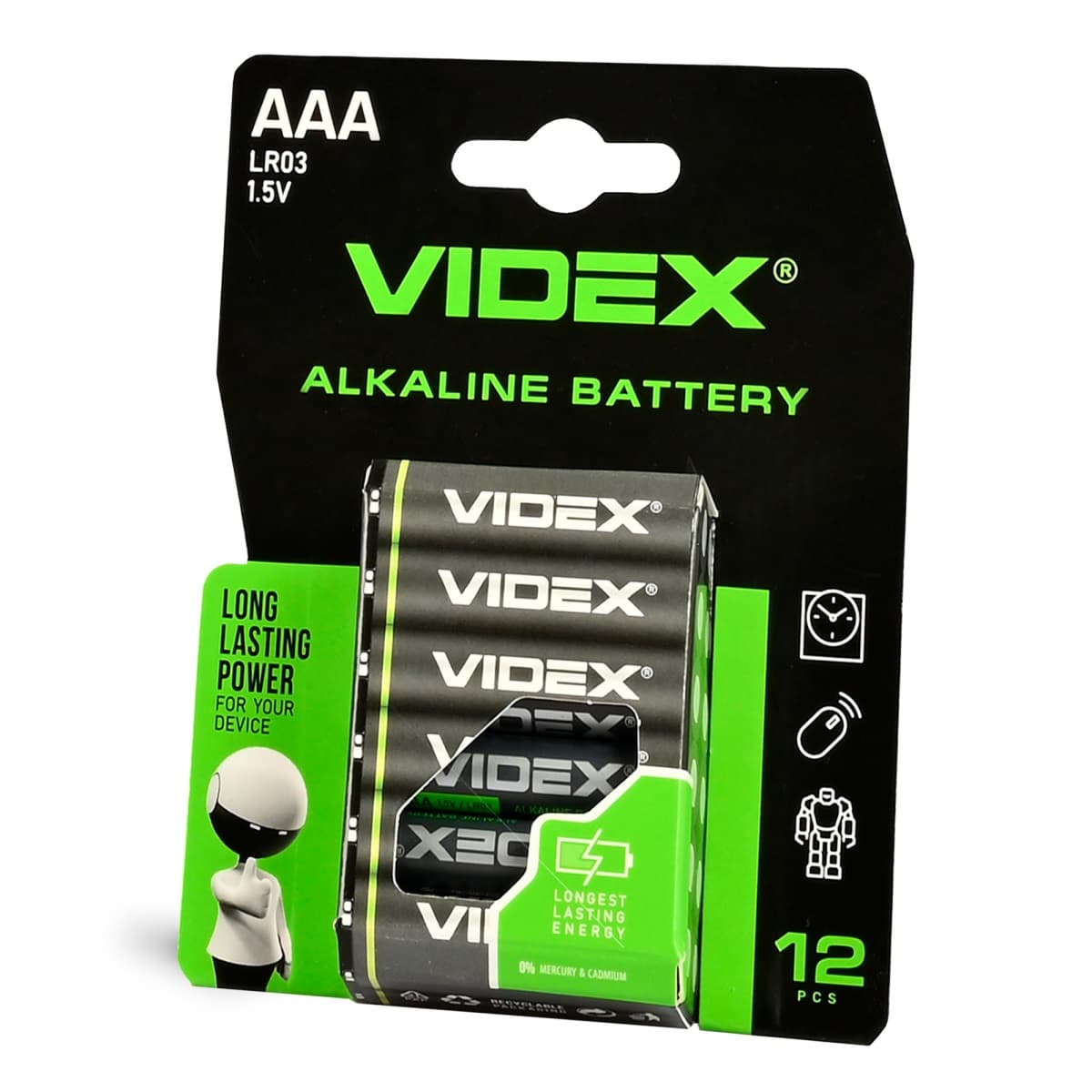 Батарейки Videx LR-03/блістер 12шт(6)(60)