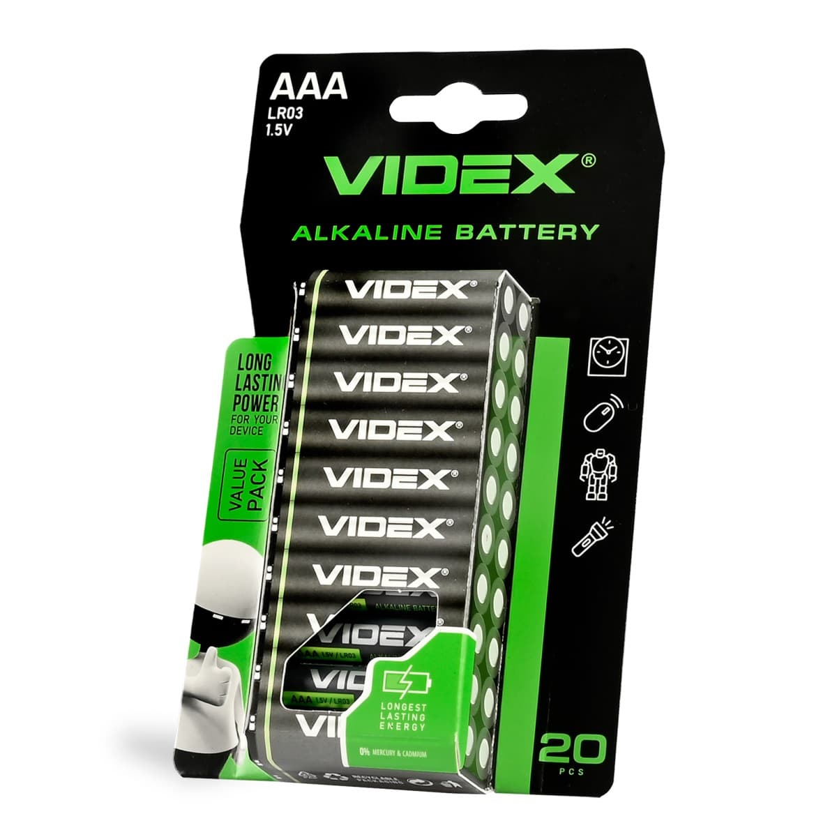 Батарейки Videx LR-03/блістер 20шт(4)(40)