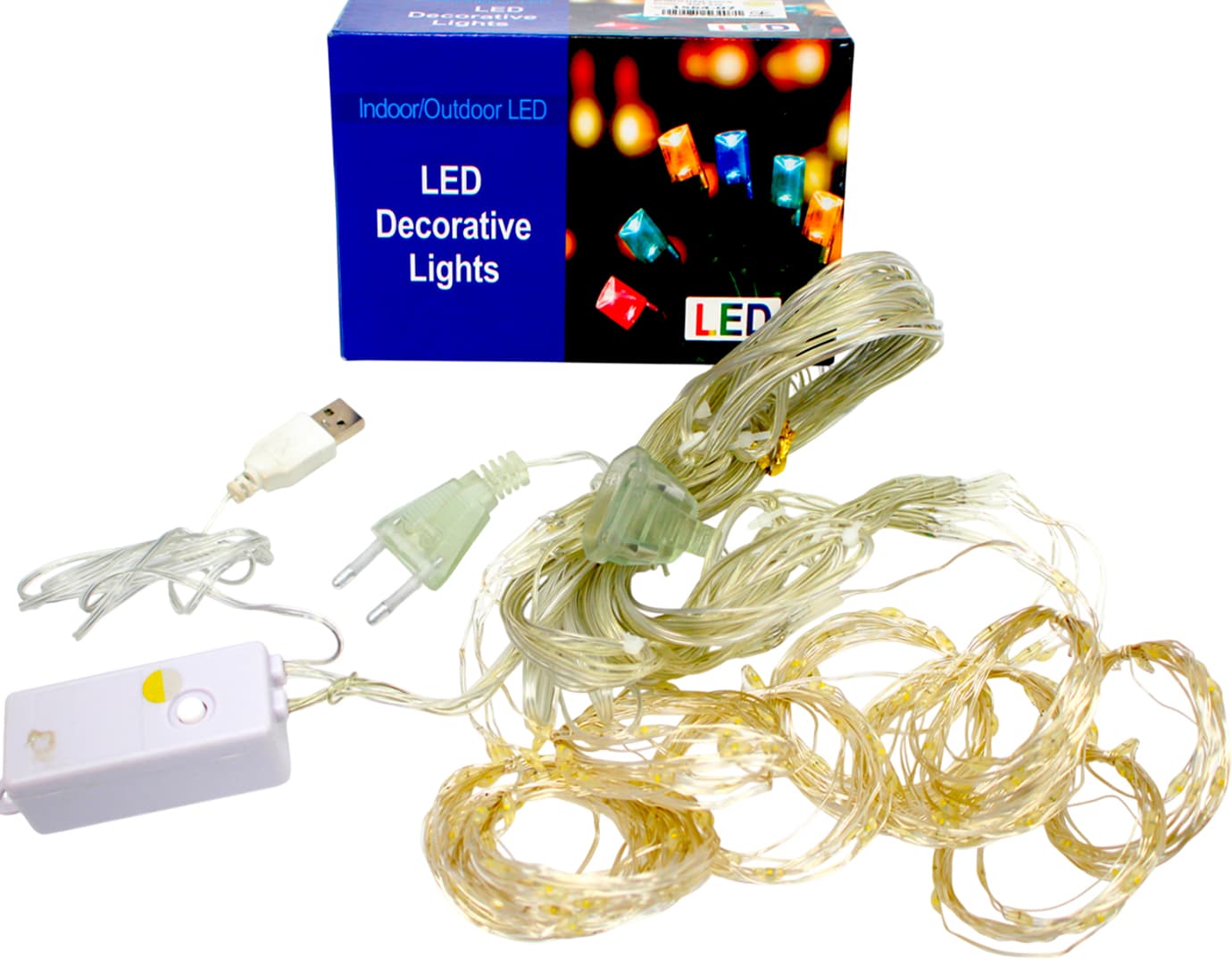 Гирлянда-водопад электрич. Роса 200LED USB реле 8 режимов,белый тёплыйL-3мх2м№1564-07(30)