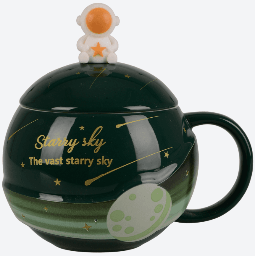 Чашка керам. 300мл "LED Starry Sky" с крышкой в подар. кор-ке №B060375(12)