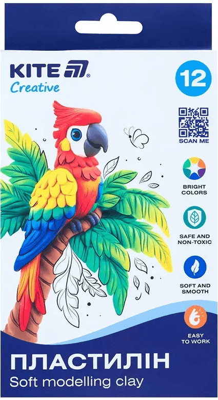 Пластилін "Kite" Creative 12 кольор. 200гр воск. №K-086(30)(60)