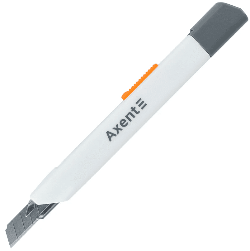 Ніж канц. "Axent" 9мм №6607 метал. направляючі,закрите лезо,білий(24)