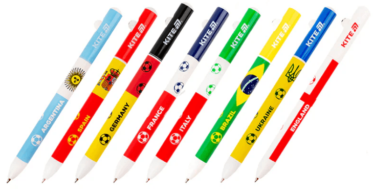 Ручка авт. шарик. "Kite" №K25-029 Football nations синяя(40)