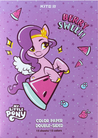 Бумага цветн. А4 двухстор. 15л./ 15цветн. Little Pony №LP24-250/Kite/(50)