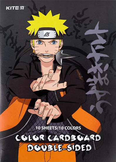 Картон кольор. А4 двостор.10арк./ 10кольор. Naruto №NR24-255/Kite/(50)