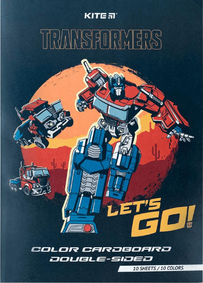 Картон кольор. А4 двостор.10арк./ 10кольор. Transformers №TF24-255/Kite/(50)