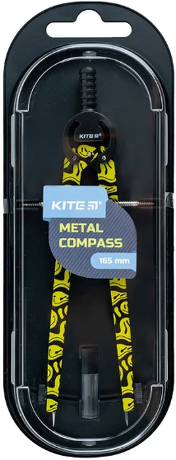 Циркуль "Kite" метал. с принтом,+грифель,жёлтый в футляре №K24-415-1(12)