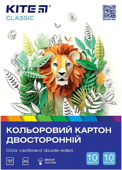 Картон кольор. А5 двостор.10арк./ 10кольор. Classic №K-289/Kite/(50)