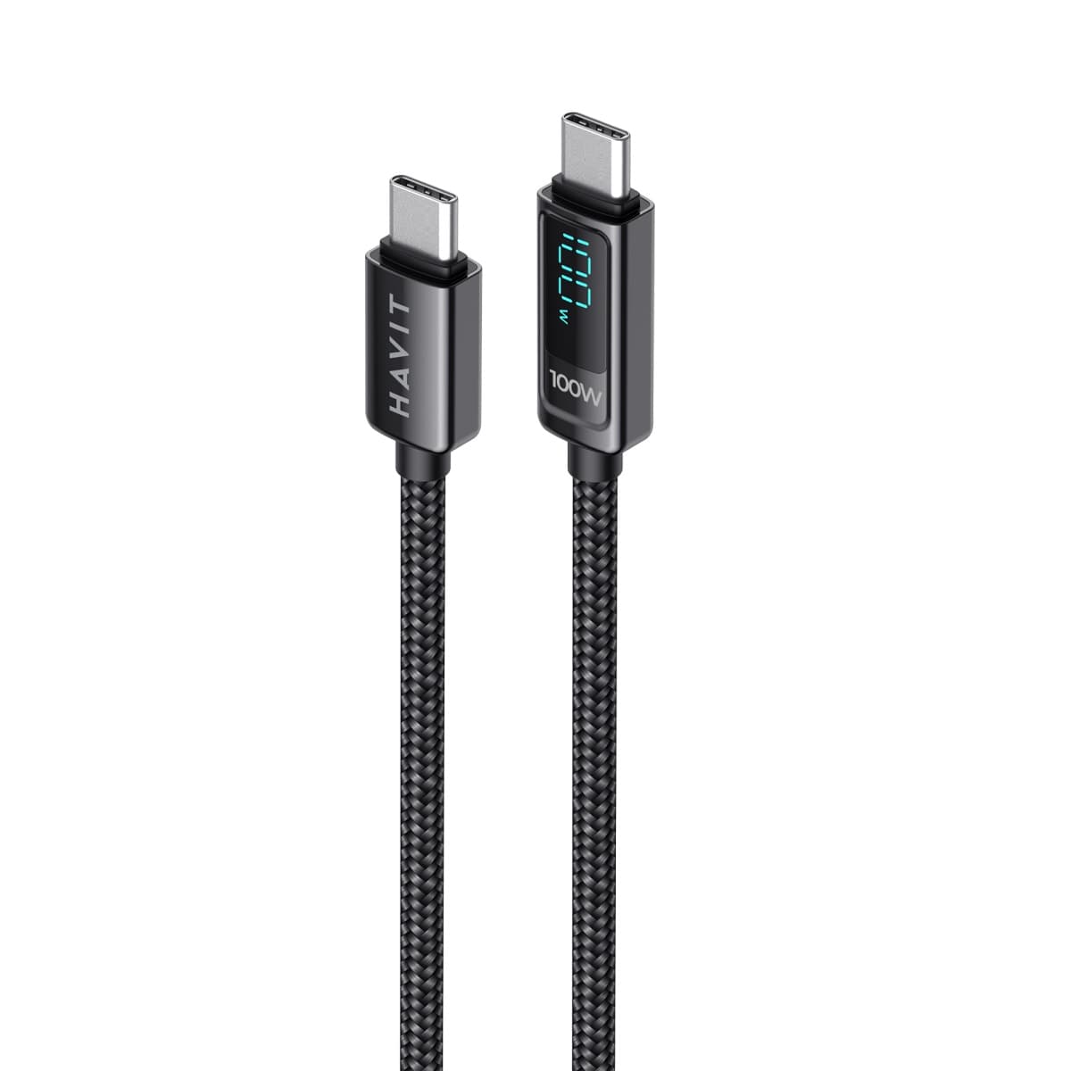 Кабель Type-C > Type C Havit HV-CB6247 PD100W 5A 2м с Led экраном,black
