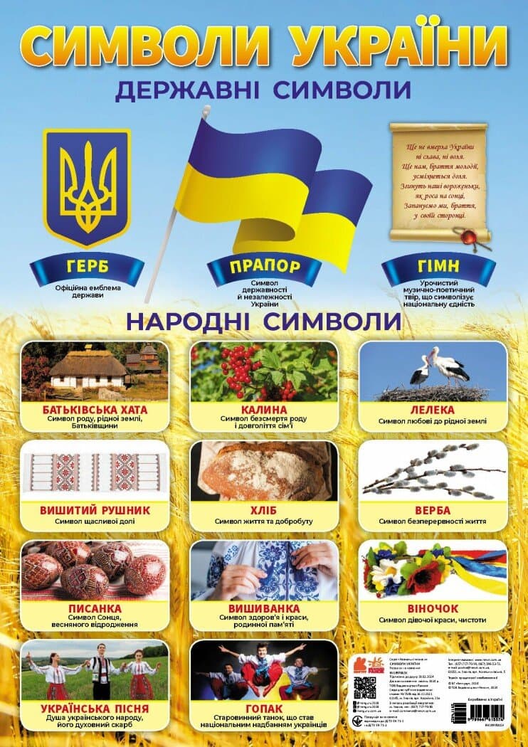 Плакат "Кенгуру. Навчальні плакати. Символи України"/Ранок/(100)