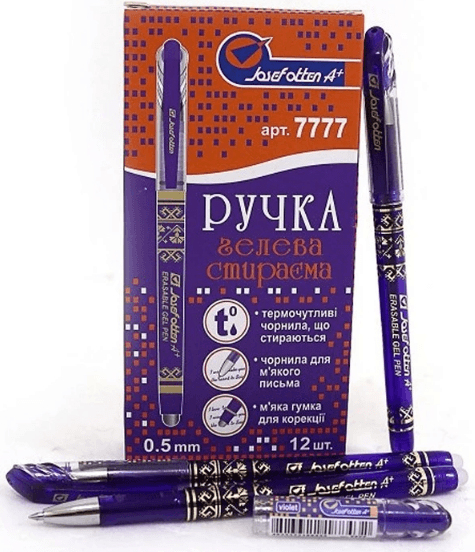 Ручка гел. "J.Otten" №7777 "пиши-стирай" 0,5мм фиолет.(12)(144)(1728)