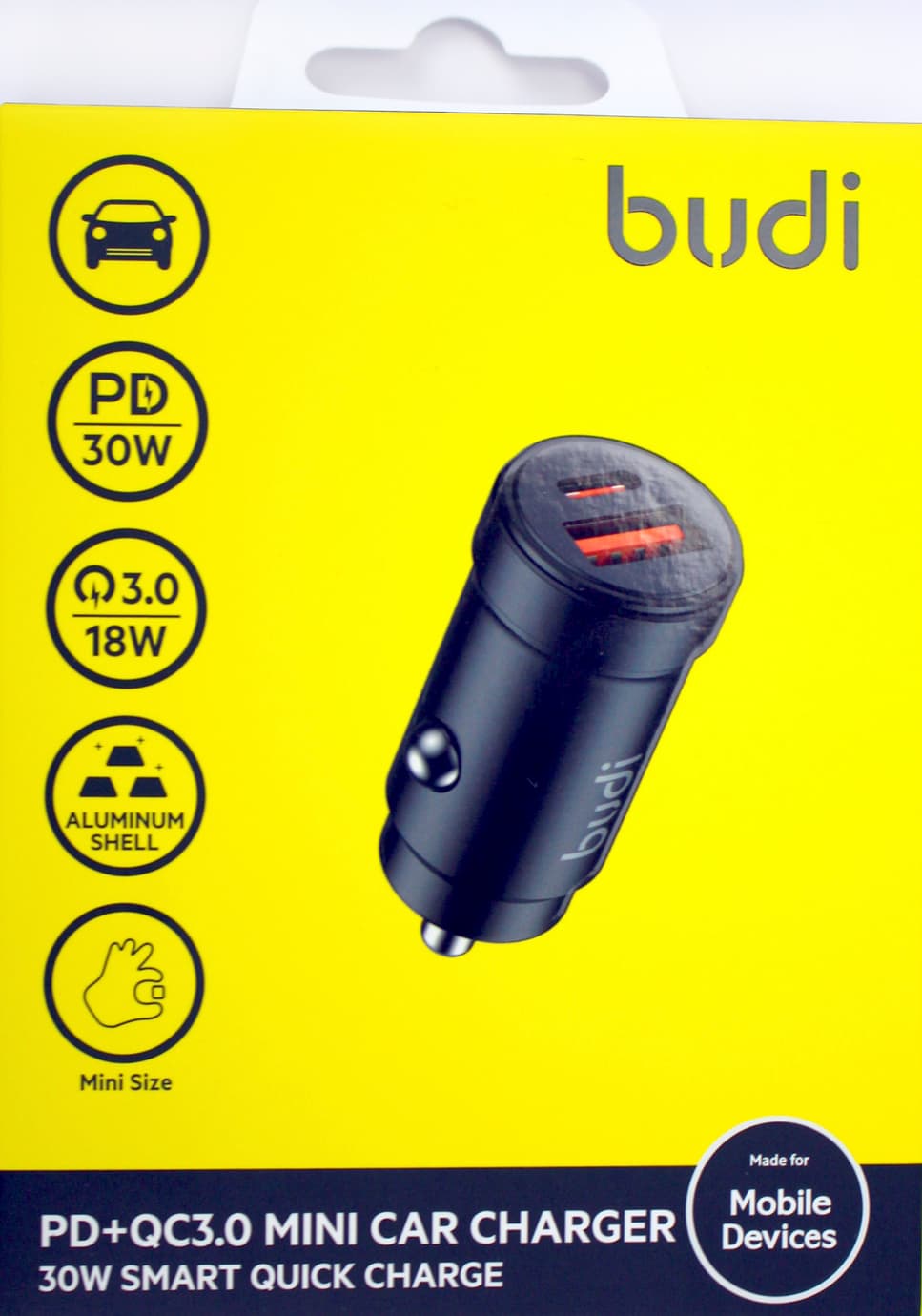 Зарядний пристрій авто Budi №CC602 30W швидка зарядка black/Breidon/
