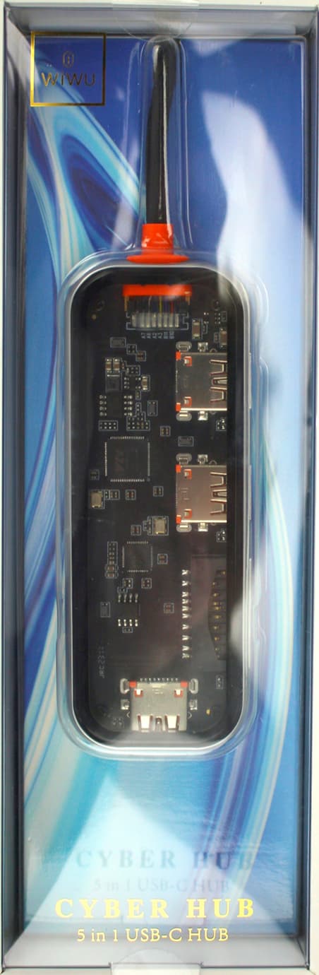 Адаптер перехідник WIWU Cyber HUB 5in1 Type C > USB3x3 > SD > Micro SD CB005 grey/Breidon/