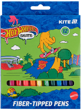 Фломастери "Kite" 12кольор. Hot Wheels Skate №HW25-447-2(24)(192)