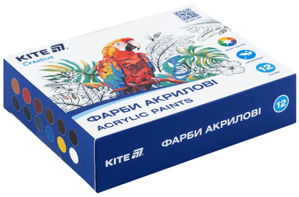 Набір акрил. фарб "Kite" 12кольор. 20мл №K-275 Creative(12)