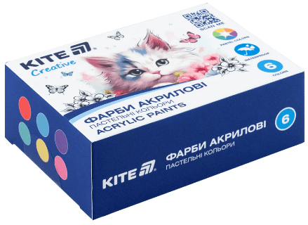 Набор акрил. красок "Kite" 6цветн. 20мл №K-272 Creative пастель.(24)