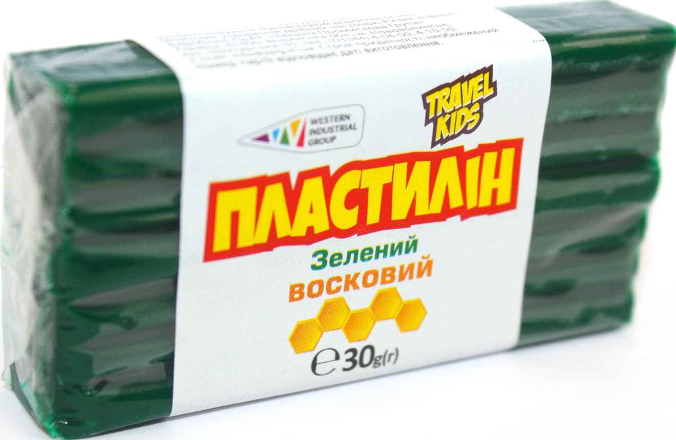 Пластилин "Гамма UA" 30гр зелёный,восковой №333108(12)(48)