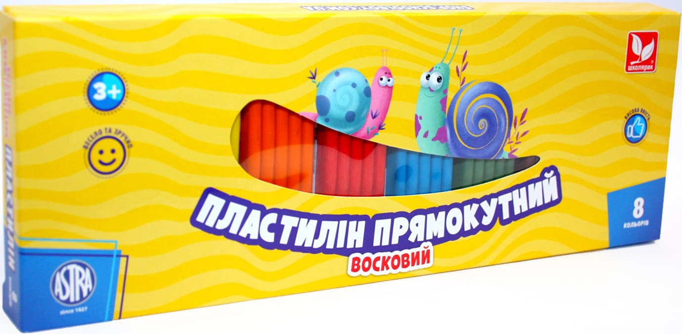 Пластилін "Школярик" 8 кольор. 180гр №303116002(22)