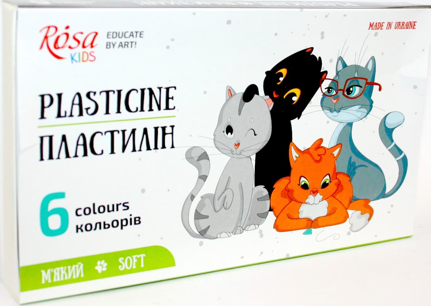 Пластилін "ROSA Kids" Cats 6кольор. зі стеком,96гр №302101(15)
