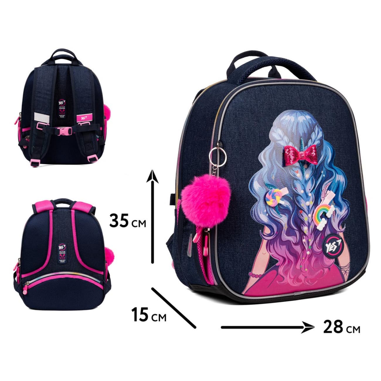 Рюкзак каркасний"Yes"H-100  Р-25Beautiful Hair2від,3карм.№550093+подарунок сумка№559670(4)