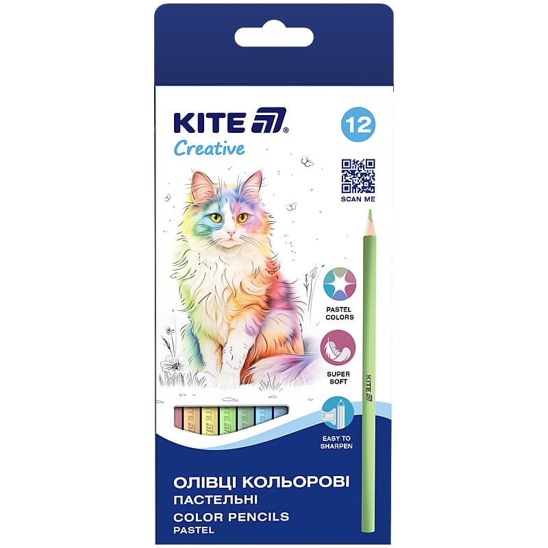 Олівці кольор. 12 кольор. "Kite" №K-451 Kite Creative Pastel(12)(240)