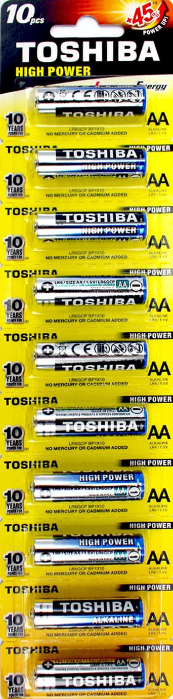 Батарейки Toshiba Alkaline LR-06/блистер отрывной 1шт (10)(100)