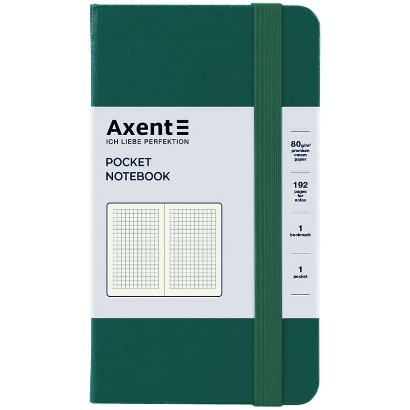Блокнот А6 96арк. кліт. тв. обкл. "Partner" зелений ліс №8301-61/Axent/(24)(25)
