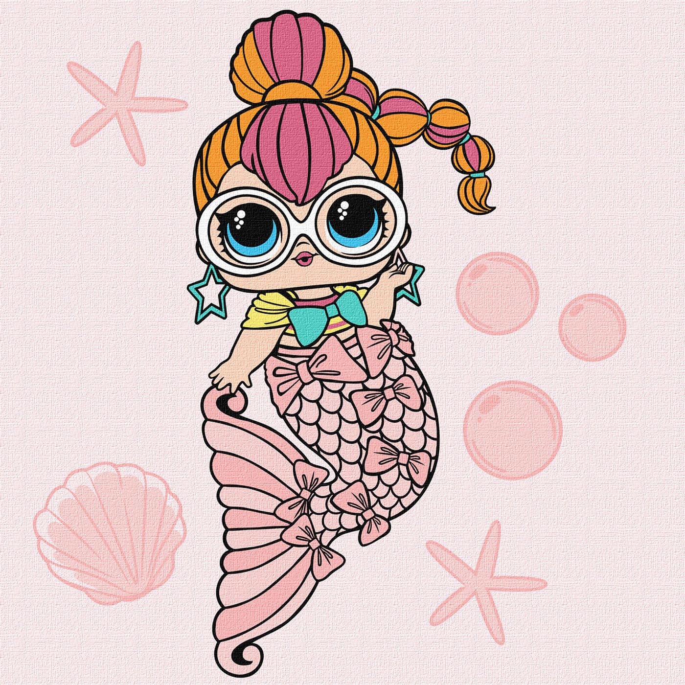 Картины по номерам акрил. для детей"L.O.L.Surprise!MermaidsNeonQT"40х40см№KHO6264/Идейка