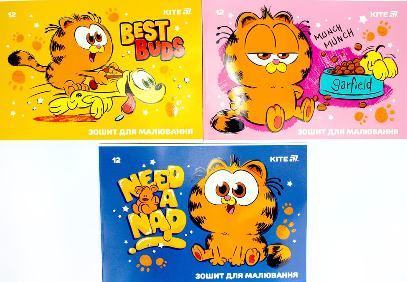 Альбом для малюв. на скобі 12/100 А4 "Garfield" гібр. лак + УФ лак№GF25-241/Kite/(20)(160)
