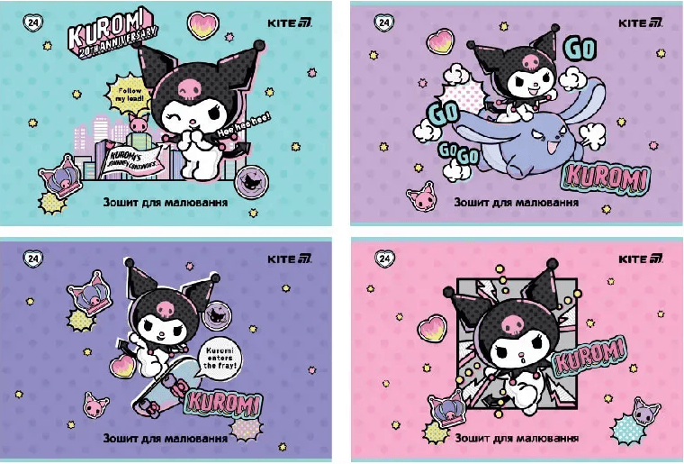 Альбом для малюв. на скобі 24арк. софт тач+УФ лак "Hello Kitty" №HK25-242-2/Kite/(20)(160)