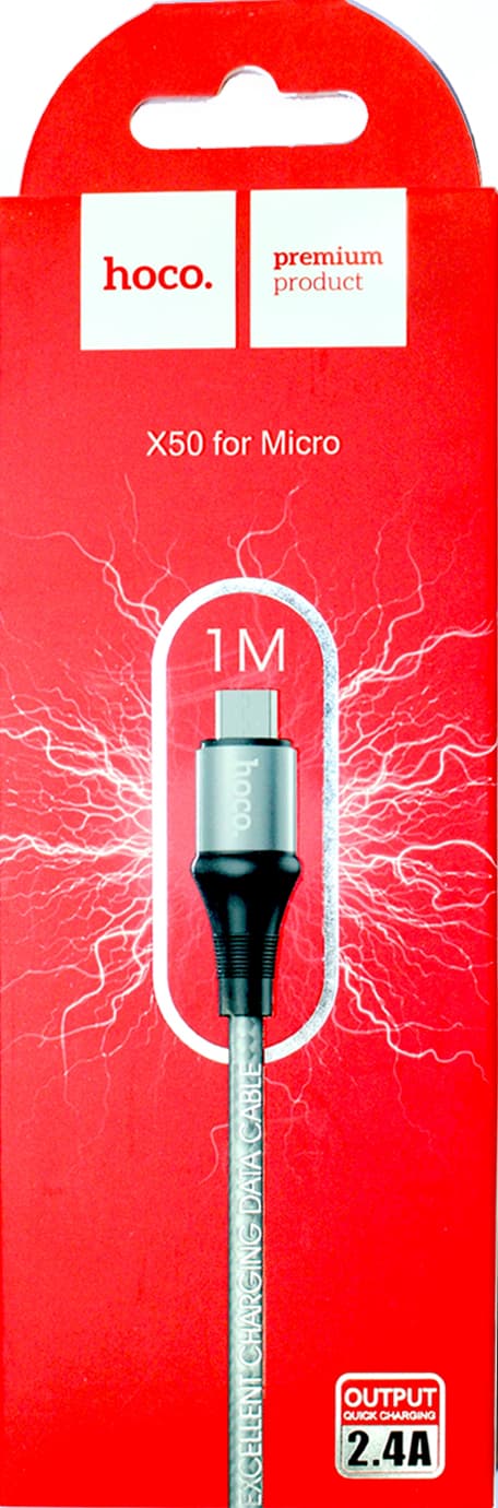 Кабель USB > microUSB HOCO X50 1м 2.4А grey(31)