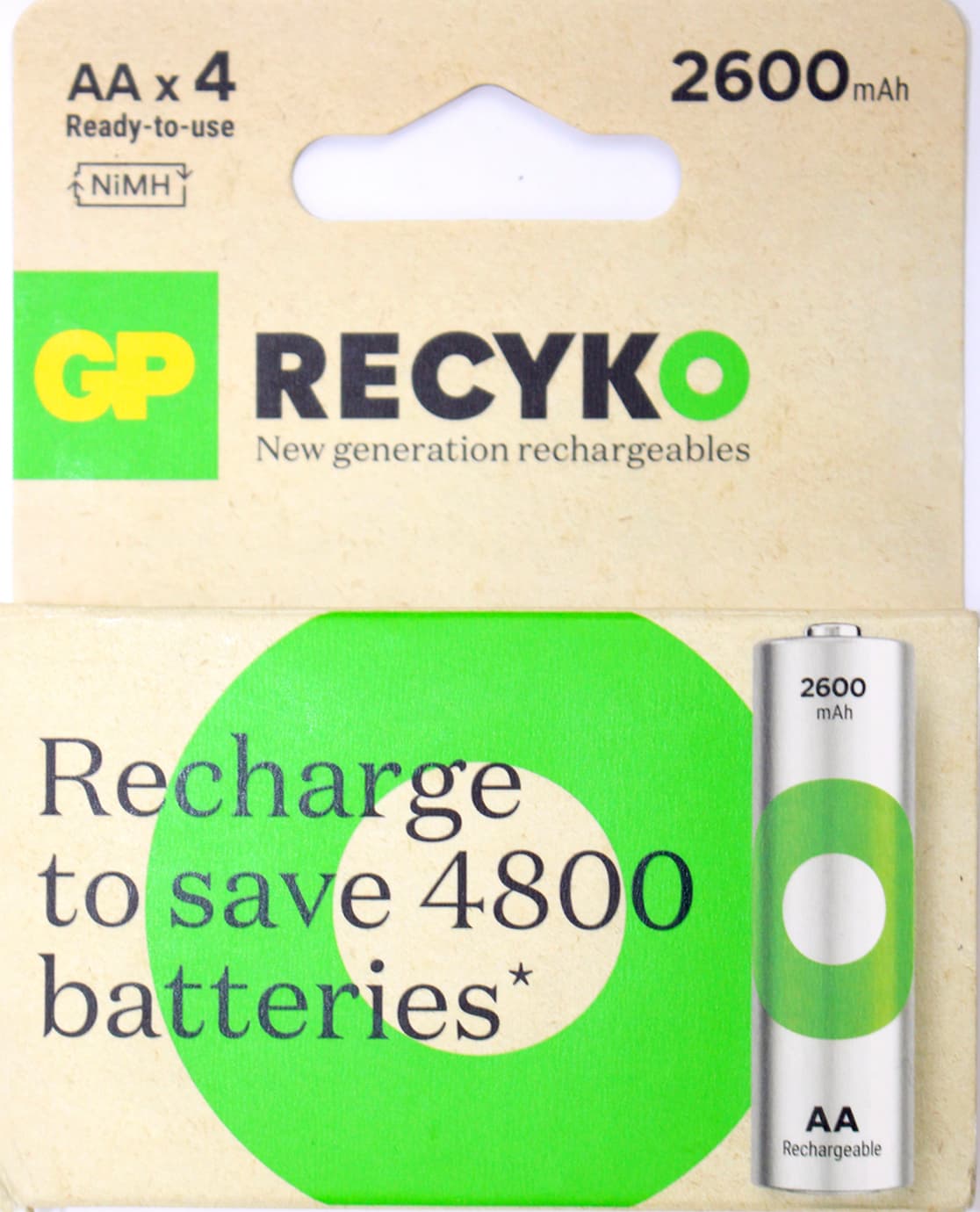 Аккумуляторы GP NиMH 270AAHCER21-2TLB4 (R-06,2600mAh)/блистер 4шт (10)