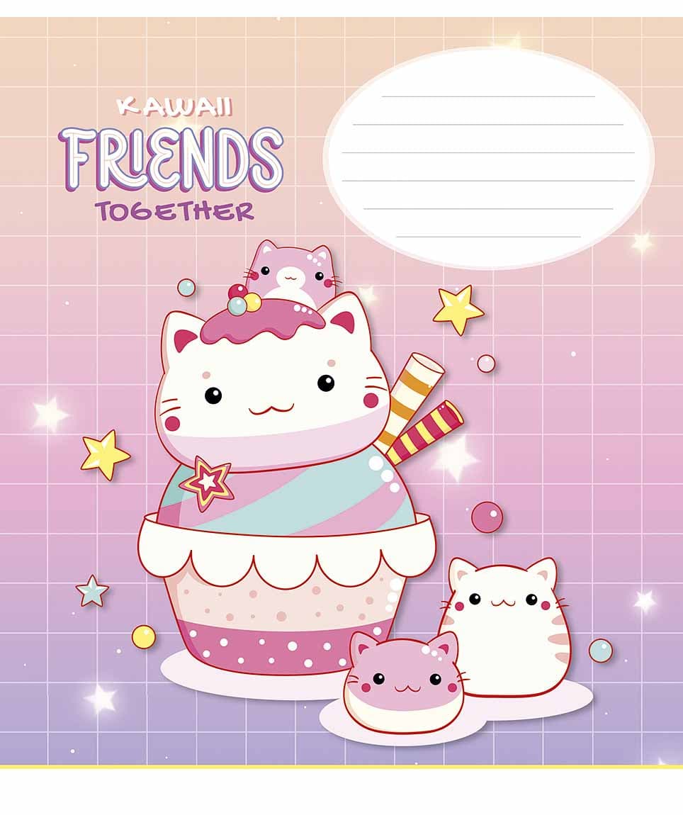Зошит 12арк. лін. Школярик "Kawaii Friends" глітер №012-3422L(30)(300)