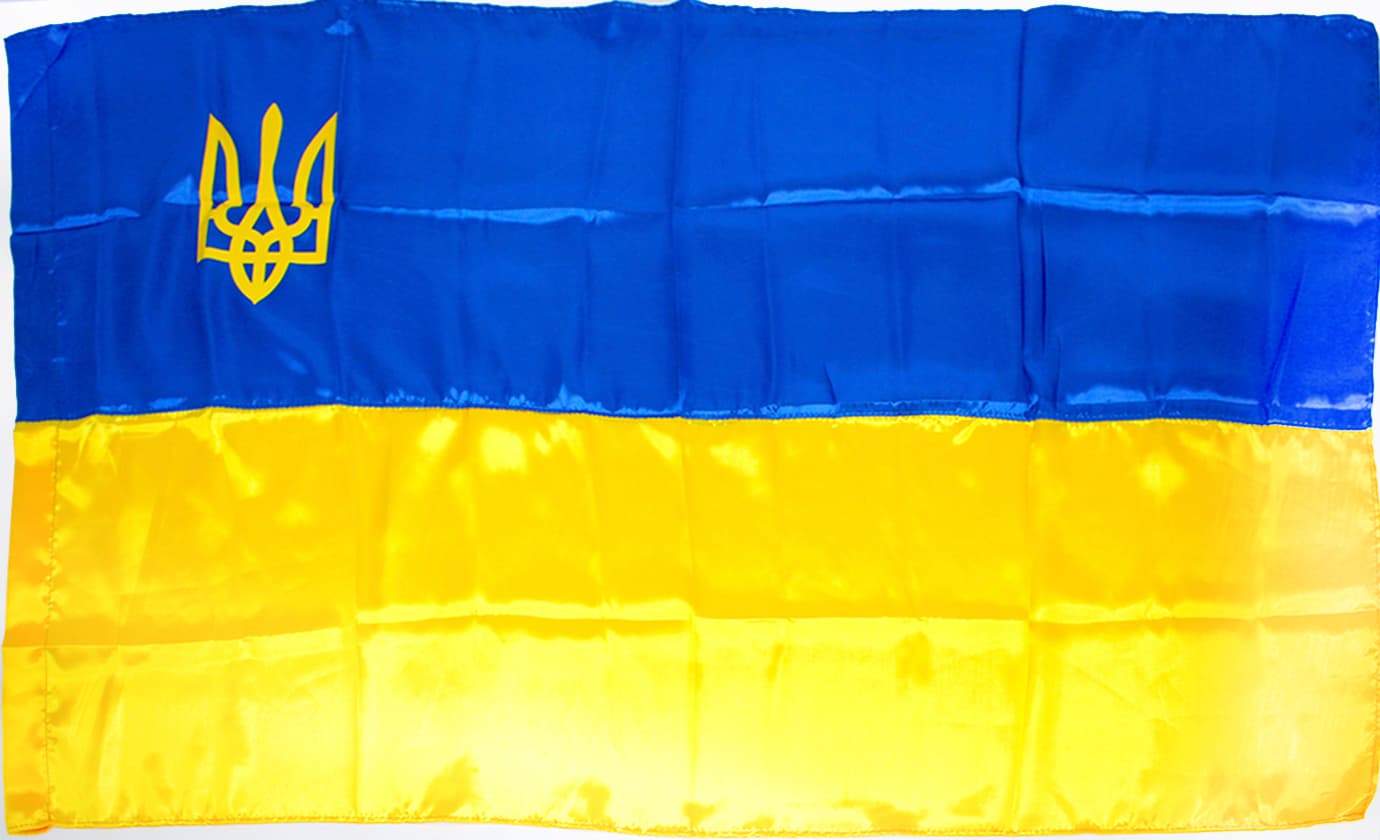 Прапор Україна з тризубом атлас 140х90см №782013(1)(10)